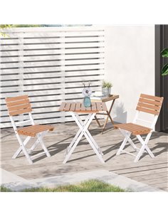 Outsunny 3 Piece Folding Outdoor Chairs and Table Set, Natural 84B-789ND 2