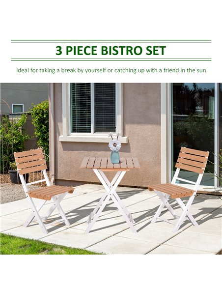 Outsunny 3 Piece Patio Bistro Set, Folding Outdoor Chairs and Table Set, Pine Wood Frame for Poolside Garden, Natural 84B-789ND - pic 45817 | FastDaddyshop