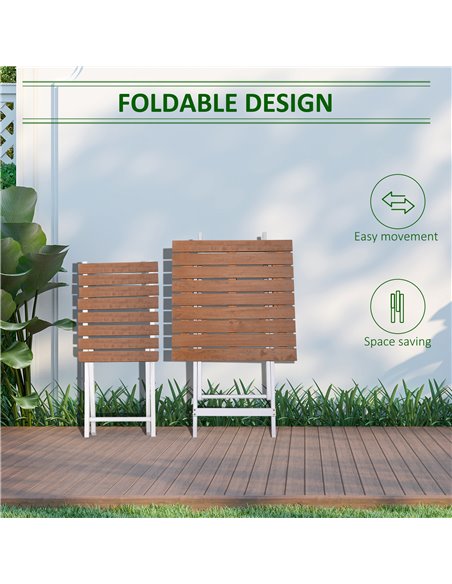 Outsunny 3 Piece Patio Bistro Set, Folding Outdoor Chairs and Table Set, Pine Wood Frame for Poolside Garden, Natural 84B-789ND - pic 45818 | FastDaddyshop