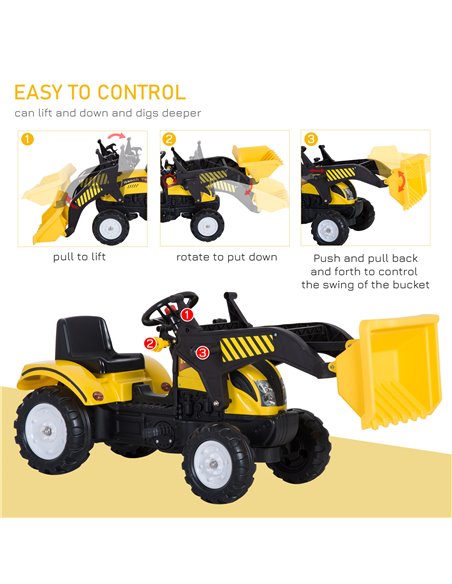 HOMCOM Pedal Go Kart Ride On Excavator W/ Front Loader Digger Four Wheels Child Toy - pic 4582 | FastDaddyshop