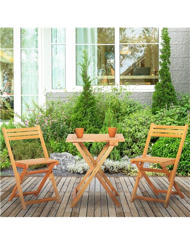 Outsunny 3 Piece Folding Outdoor Chairs and Table Set, Teak 84B-900