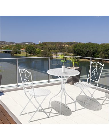 Outsunny 3 Piece Outdoor Garden Folding Bistro Set, White 84B-875