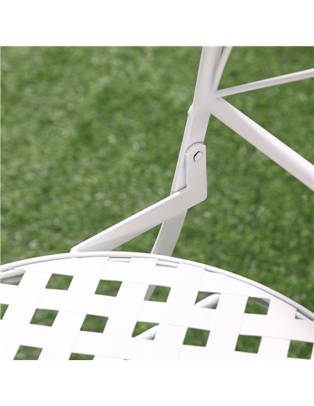 Outsunny 3 Piece Garden Bistro Set, Folding Outdoor Chairs and Mosaic Round Tabletop for Outdoor, Metal, Balcony, Poolside, Whit - pic 45849 | FastDaddyshop