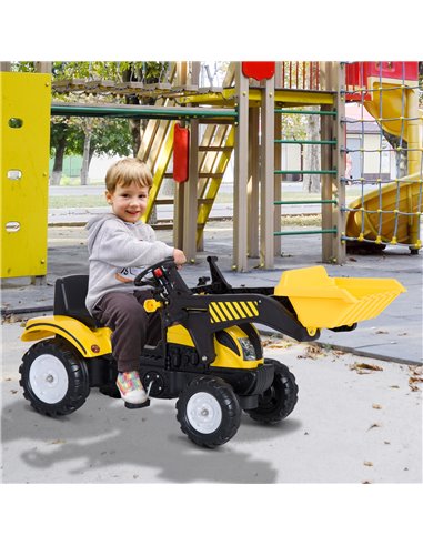 HOMCOM Pedal Go Kart Ride On Excavator W/ Front Loader Digger Four Wheels Child Toy