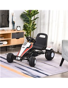 HOMCOM Kids Adjustable Seat PP Pedal Go-Kart White/Red