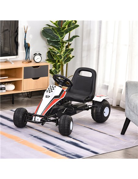 HOMCOM Kids Adjustable Seat PP Pedal Go-Kart White/Red - pic 4588 | FastDaddyshop