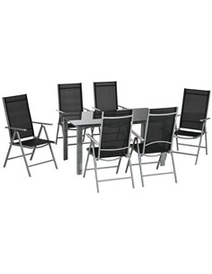 Outsunny 7 Piece Outdoor Garden Dining Set, Black 84G-100V00BK