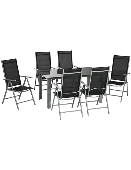 Outsunny 7 Piece Outdoor Garden Dining Set, Black 84G-100V00BK - pic 45886 | FastDaddyshop