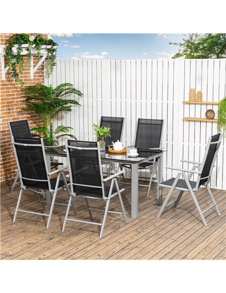 Outsunny 7 Piece Outdoor Garden Dining Set, Black 84G-100V00BK - pic 45887 | FastDaddyshop