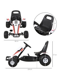HOMCOM Kids Adjustable Seat PP Pedal Go-Kart White/Red 2