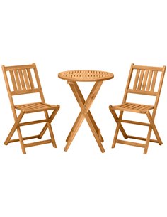 Outsunny 3 Piece Folding Bistro Set, Wooden Garden Table and Chairs, Teak 84B-316