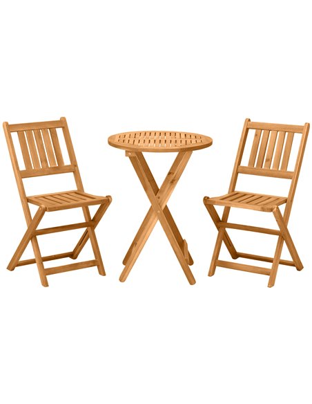 Outsunny 3 Piece Folding Bistro Set, Wooden Garden Table and Chairs, Teak 84B-316 - pic 45895 | FastDaddyshop