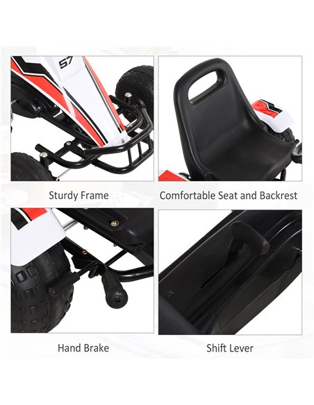 HOMCOM Kids Adjustable Seat PP Pedal Go-Kart White/Red - pic 4590 | FastDaddyshop