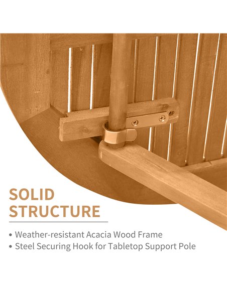 Outsunny 3 Piece Folding Bistro Set, Wooden Garden Table and Chairs for Outdoor, Patio, Yard, Porch, Teak 84B-316 - pic 45900 | FastDaddyshop