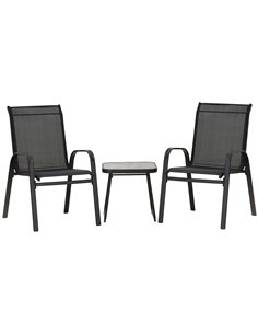 Outsunny 3 Pieces Bistro Set with PSC Board Coffee Table, Black 84G-029V00BK