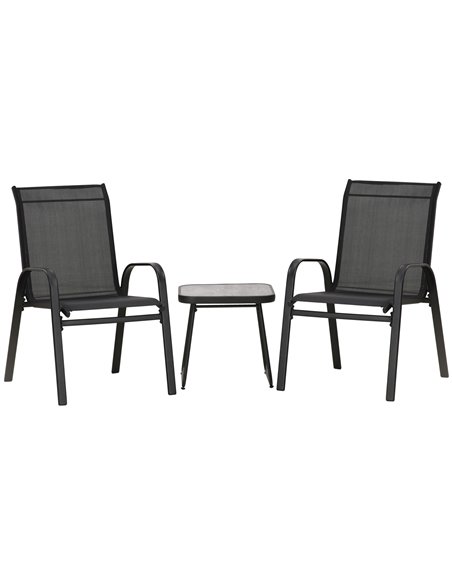 Outsunny 3 Pieces Bistro Set with PSC Board Coffee Table, Black 84G-029V00BK - pic 45922 | FastDaddyshop