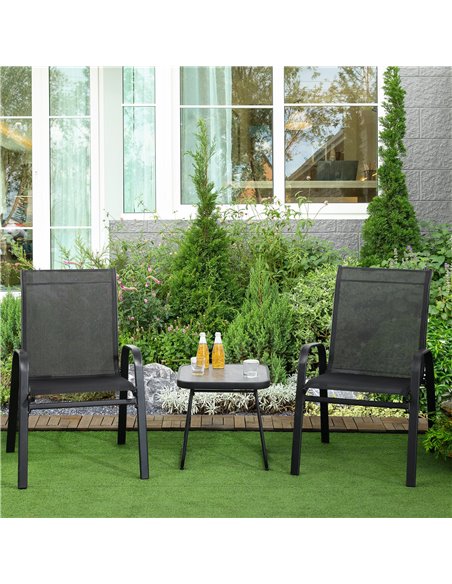 Outsunny 3 Pieces Bistro Set with PSC Board Coffee Table, Black 84G-029V00BK - pic 45923 | FastDaddyshop