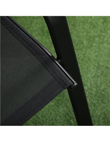 Outsunny 3 Pieces Outdoot Bistro Set, Patio Stackable Armchairs with Breathable Mesh Fabric and PSC Board Coffee Table, Black 84