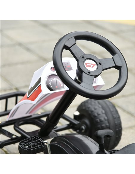 HOMCOM Kids Adjustable Seat PP Pedal Go-Kart White/Red - pic 4594 | FastDaddyshop