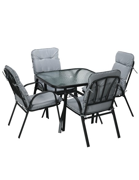 Outsunny Garden Outdoor Dining Table and 4 Armchairs, Black 84G-126V00BK - pic 45940 | FastDaddyshop
