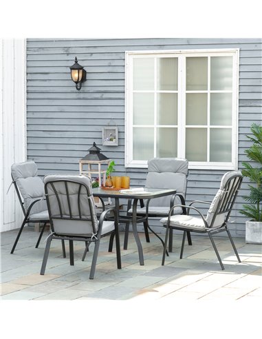 Outsunny Garden Outdoor Dining Table and 4 Armchairs, Black 84G-126V00BK