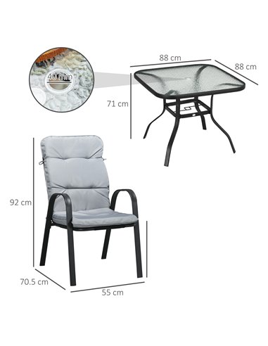 Outsunny Garden Outdoor Dining Table and 4 Armchairs, Black 84G-126V00BK