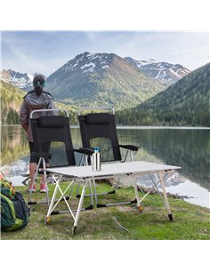 Outsunny 3 Piece Folding Camping Table and Chairs Set, Black-Silver 84B-P145 2