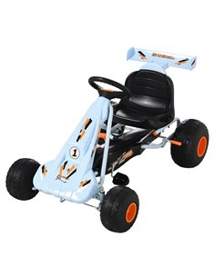 HOMCOM Kids Adjustable Seat PP Pedal Go-Kart Blue/Orange