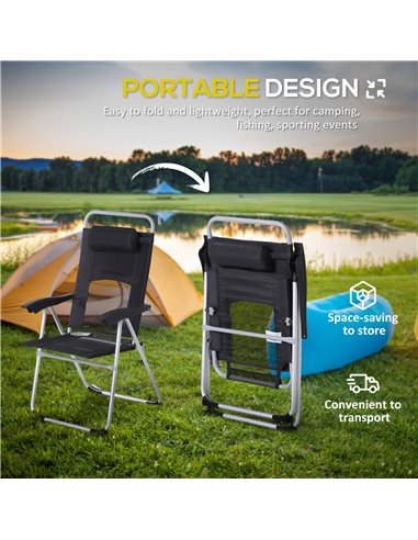 Outsunny 3 Piece Folding Camping Table and Chairs Set, Backpacking Chairs with Portable Table 84B-P145