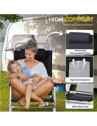 Outsunny 3 Piece Folding Camping Table and Chairs Set, Backpacking Chairs with Portable Table 84B-P145