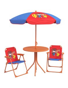 Outsunny Kids Picnic Table and Chair Set Cowboy Themed, Red-Blue 3E3-003V00MX