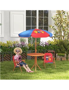Outsunny Kids Picnic Table and Chair Set Cowboy Themed, Red-Blue 3E3-003V00MX 2