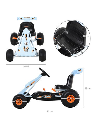 HOMCOM Kids Adjustable Seat PP Pedal Go-Kart Blue/Orange