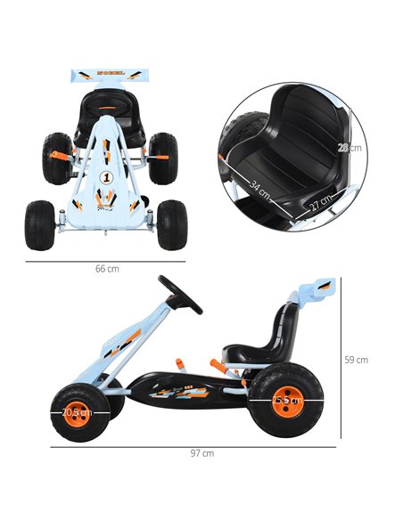HOMCOM Kids Adjustable Seat PP Pedal Go-Kart Blue/Orange - pic 4597 | FastDaddyshop