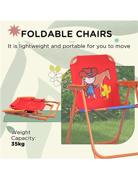 Outsunny Kids Picnic Table and Chair Set Cowboy Themed Outdoor Garden Furniture w/ Foldable Chairs, Adjustable Parasol 3E3-003V0 - pic 45970 | FastDaddyshop
