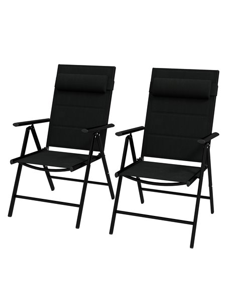 Outsunny Set of 2 Patio Folding Chairs with Adjustable Back, Black 84G-383V70BK - pic 45976 | FastDaddyshop