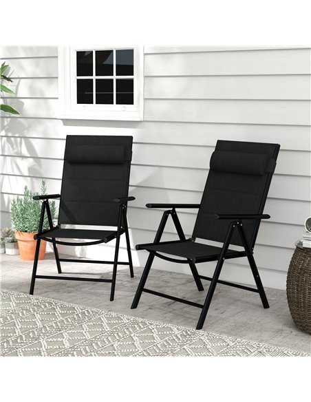 Outsunny Set of 2 Patio Folding Chairs with Adjustable Back, Black 84G-383V70BK - pic 45977 | FastDaddyshop