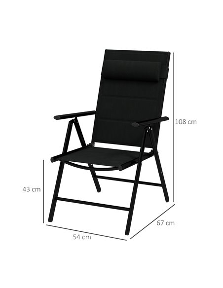Outsunny Set of 2 Patio Folding Chairs w/ Adjustable Back, Garden Dining Chairs w/ Breathable Mesh Fabric Padded Seat, Backrest, - pic 45978 | FastDaddyshop