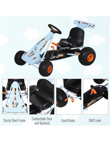 HOMCOM Kids Adjustable Seat PP Pedal Go-Kart Blue/Orange