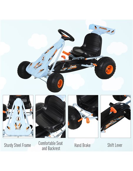 HOMCOM Kids Adjustable Seat PP Pedal Go-Kart Blue/Orange - pic 4598 | FastDaddyshop