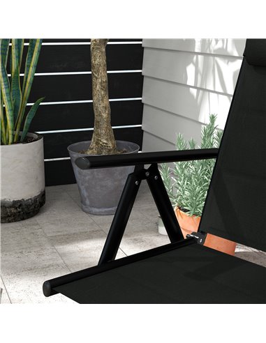Outsunny Set of 2 Patio Folding Chairs w/ Adjustable Back, Garden Dining Chairs w/ Breathable Mesh Fabric Padded Seat, Backrest,