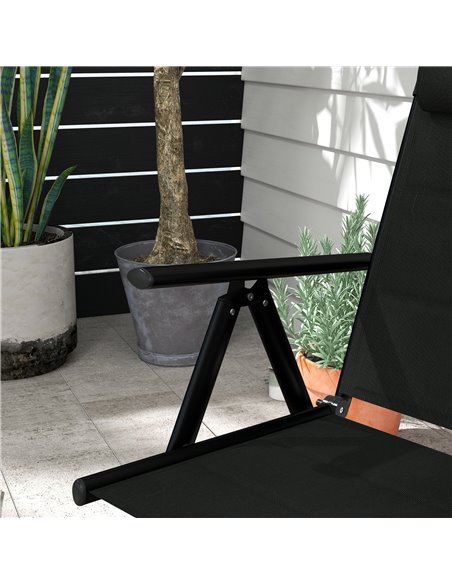 Outsunny Set of 2 Patio Folding Chairs w/ Adjustable Back, Garden Dining Chairs w/ Breathable Mesh Fabric Padded Seat, Backrest, - pic 45982 | FastDaddyshop