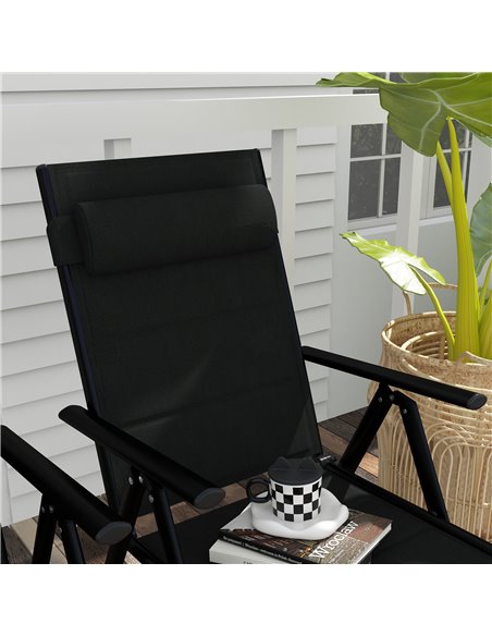 Outsunny Set of 2 Patio Folding Chairs w/ Adjustable Back, Garden Dining Chairs w/ Breathable Mesh Fabric Padded Seat, Backrest, - pic 45983 | FastDaddyshop
