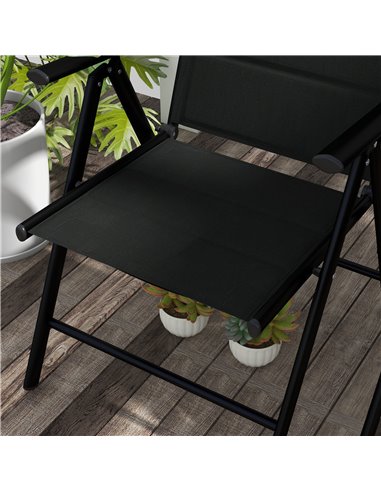 Outsunny Set of 2 Patio Folding Chairs w/ Adjustable Back, Garden Dining Chairs w/ Breathable Mesh Fabric Padded Seat, Backrest,