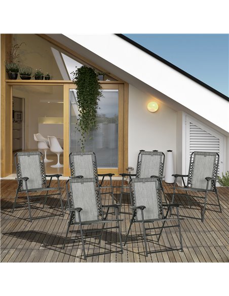 Outsunny Set of 6 Outdoor Garden Patio Folding Chair Set, Grey 84B-P106 - pic 45986 | FastDaddyshop