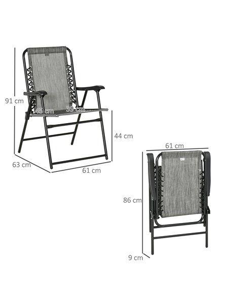 Outsunny Set of 6 Patio Folding Chair Set, Garden Portable Chairs w/ Armrest, Breathable Mesh Fabric Seat, Backrest, for Camping - pic 45987 | FastDaddyshop