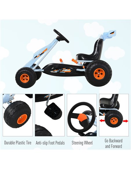 HOMCOM Kids Adjustable Seat PP Pedal Go-Kart Blue/Orange - pic 4599 | FastDaddyshop