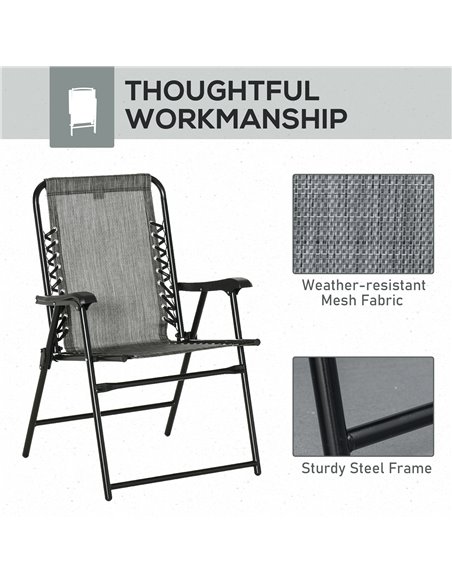 Outsunny Set of 6 Patio Folding Chair Set, Garden Portable Chairs w/ Armrest, Breathable Mesh Fabric Seat, Backrest, for Camping - pic 45990 | FastDaddyshop