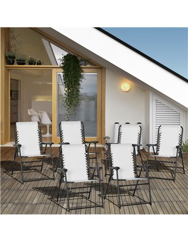 Outsunny Set of 6 Outdoor Garden Patio Folding Chair Set, Cream White 84B-P105