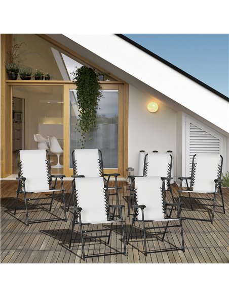 Outsunny Set of 6 Outdoor Garden Patio Folding Chair Set, Cream White 84B-P105 - pic 45995 | FastDaddyshop